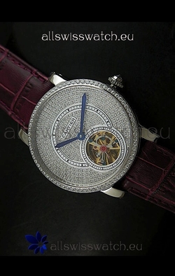 Cartier Ronde de Tourbillon Diamond in Purple Strap