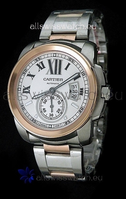 Cartier Calibre de Rose Gold in White Dial