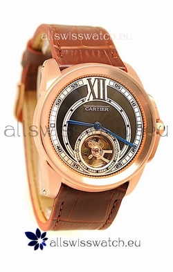 Calibre de Cartier Flying Tourbillon Rose Gold in Black Dial