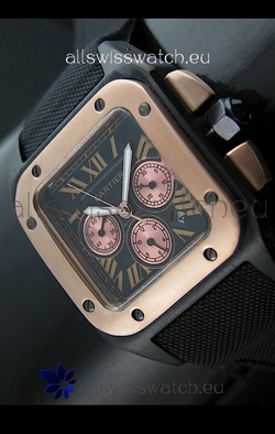 Cartier Santos 100 in Black Strap