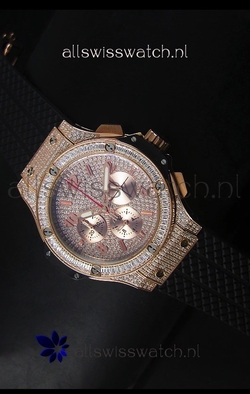 Hublot Big Bang Rose Gold Quartz Movement in Black Strap
