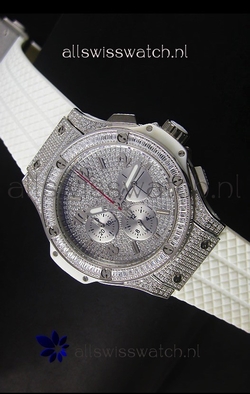 Hublot Big Bang Rose Stainless Steel Quartz Movement in White Strap