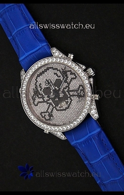 Five Time Zones J&C Skull Quartz in Full Diamonds