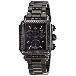 Michele MWW06A000774 Ladies Quartz Black PVD Steel Case Set with 108 Black Diamonds