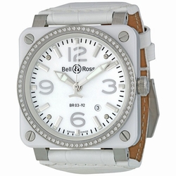 Bell & Ross BR0392-WH-C-D/SCA Aviation Mens Automatic White Ceramic