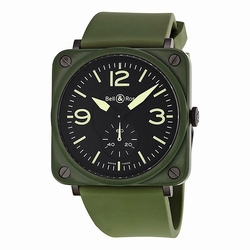 Bell & Ross BRS-CERAM-MIL/SRB Aviation Mens Quartz Olive Green Ceramic and Stainless Steel