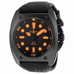 Bell & Ross BR0292-ORANGE Marine Mens Automatic Black PVD Steel
