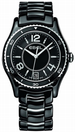 Ebel 1216142 Ladies Quartz Black Ceramic and Stainless Steel