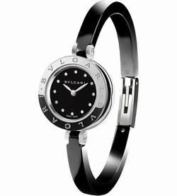 Bvlgari 102085 Ladies Quartz Stainless Steel with a clack ceramic ring