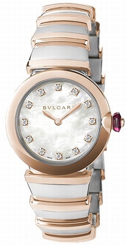 Bvlgari 102194 Ladies Quartz Stainless Steel & 18k Pink Gold