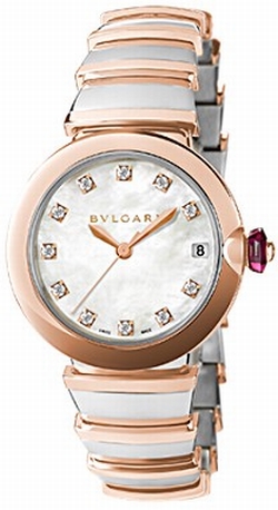 Bvlgari 102198 Ladies Automatic Stainless Steel & 18k Pink Gold