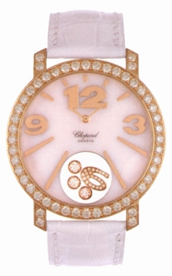 Chopard 207450-5005 Happy Diamonds Ladies Quartz 18kt Rose Gold Case Set with Diamonds