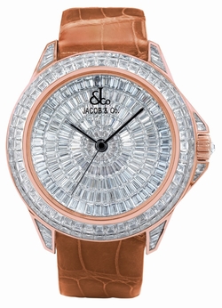 Jacob Co. royal1rg The Royal Collection Mens Automatic 18k Rose Gold Baguette Diamond