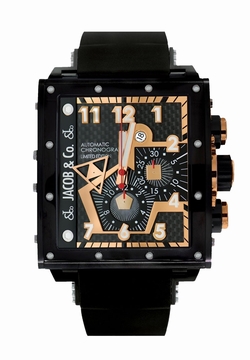 Jacob Co. q4B Epic I Mens Automatic Black PVD Stainless Steel Case with Carbon Fiber I