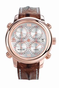 Jacob Co. h24rgSg Five Time Zone Mens Automatic 18k Rose Gold
