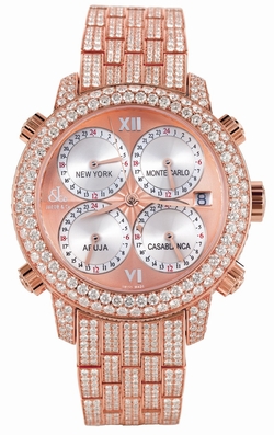 Jacob Co. h24rrgDC Five Time Zone Mens Automatic 18k Rose Gold Pave Diamond