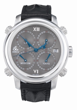 Jacob Co. h24SSLS Five Time Zone Mens Automatic Stainless Steel