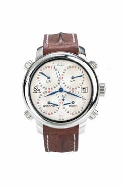 Jacob Co. h24SSP Five Time Zone Mens Automatic Stainless Steel