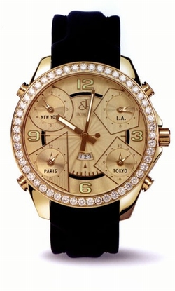 Jacob Co. JC10-2 Five Time Zone Unisex Quartz 18kt Yellow Gold