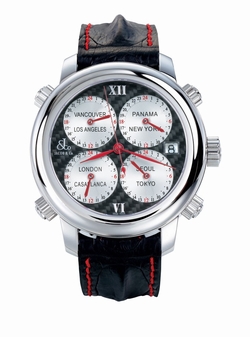 Jacob Co. h24SSCF Five Time Zone Mens Automatic Stainless Steel