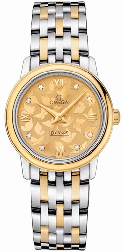Omega 424.20.27.60.58.002 Ladies Quartz Stainless Steel & 18k Yellow Gold