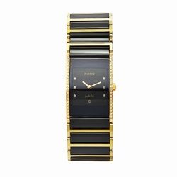 Rado R20752752 Integral Ladies Quartz Yellow Gold Plated and Black Ceramic