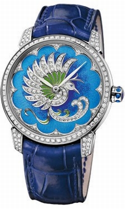 Ulysse Nardin 8150-112-2-PB Ladies Automatic 18kt White Gold Case Set with Diamonds