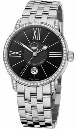 Ulysse Nardin 8293-122B-7-42 Classico Luna Mens Automatic Stainless Steel Case Set with Diamonds